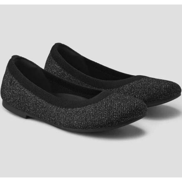 Vivaia Audrey Round-Toe Claire Black Ballet Flats Sparkle Comfort Size 11.5 - Picture 2 of 11